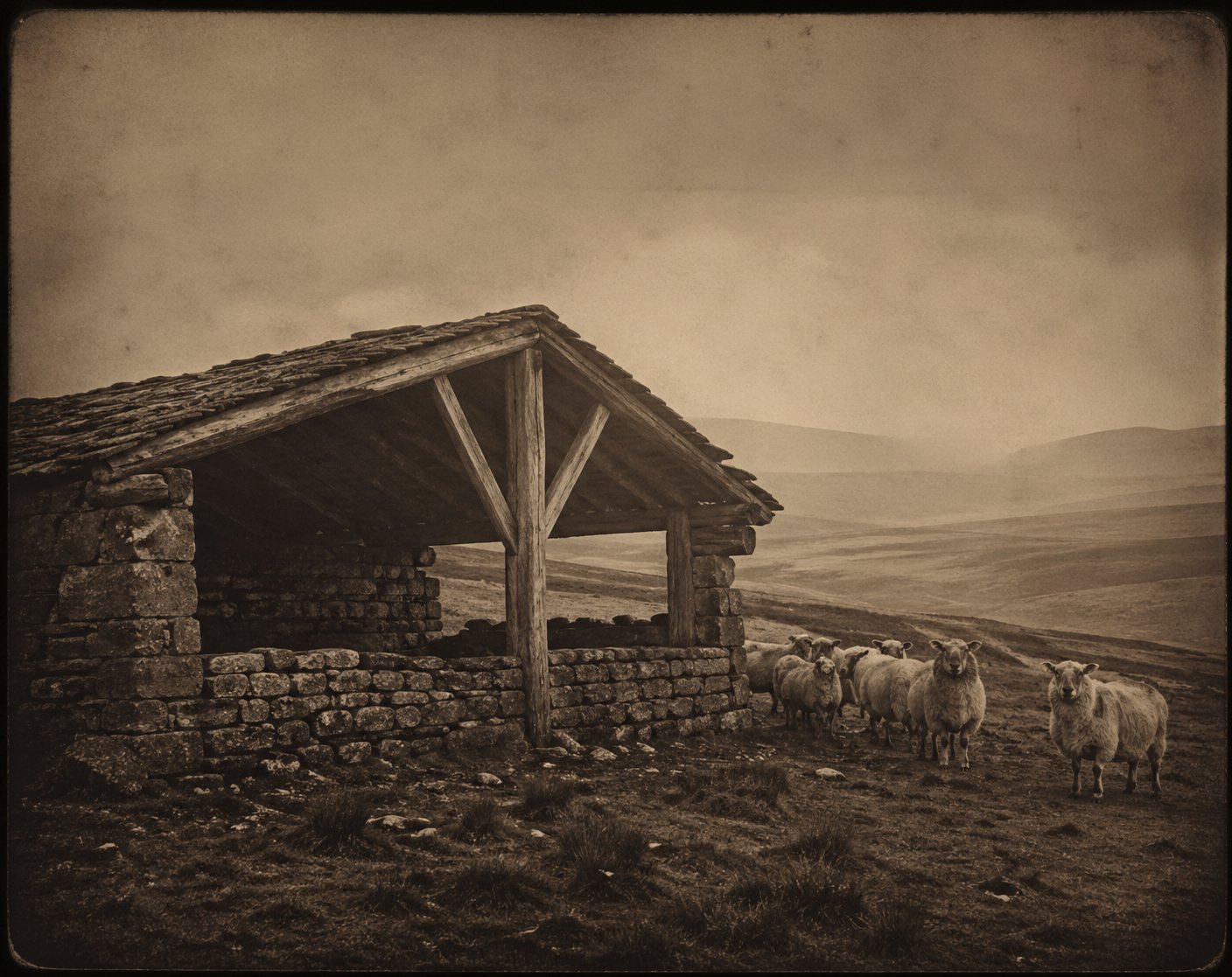A historical telling-house on the English moors, circa 1880s